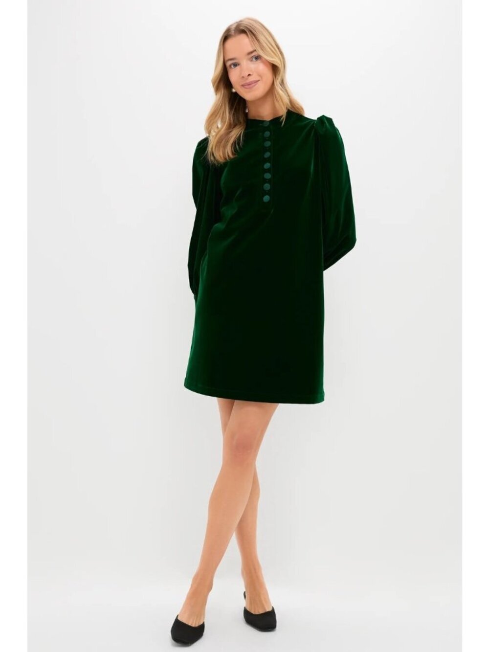 Tuckernuck Pomander Place Hunter Green Velvet Samantha Dress - Picture 4 of 11